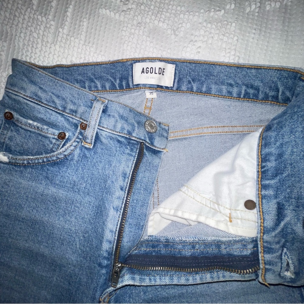 Agolde Wilder Jean Blue Distressed Ripped Women Jeans - Picture 10 of 12